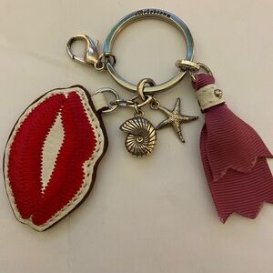 Brighton “Puffed Kiss” Leather key fob with nautical charms